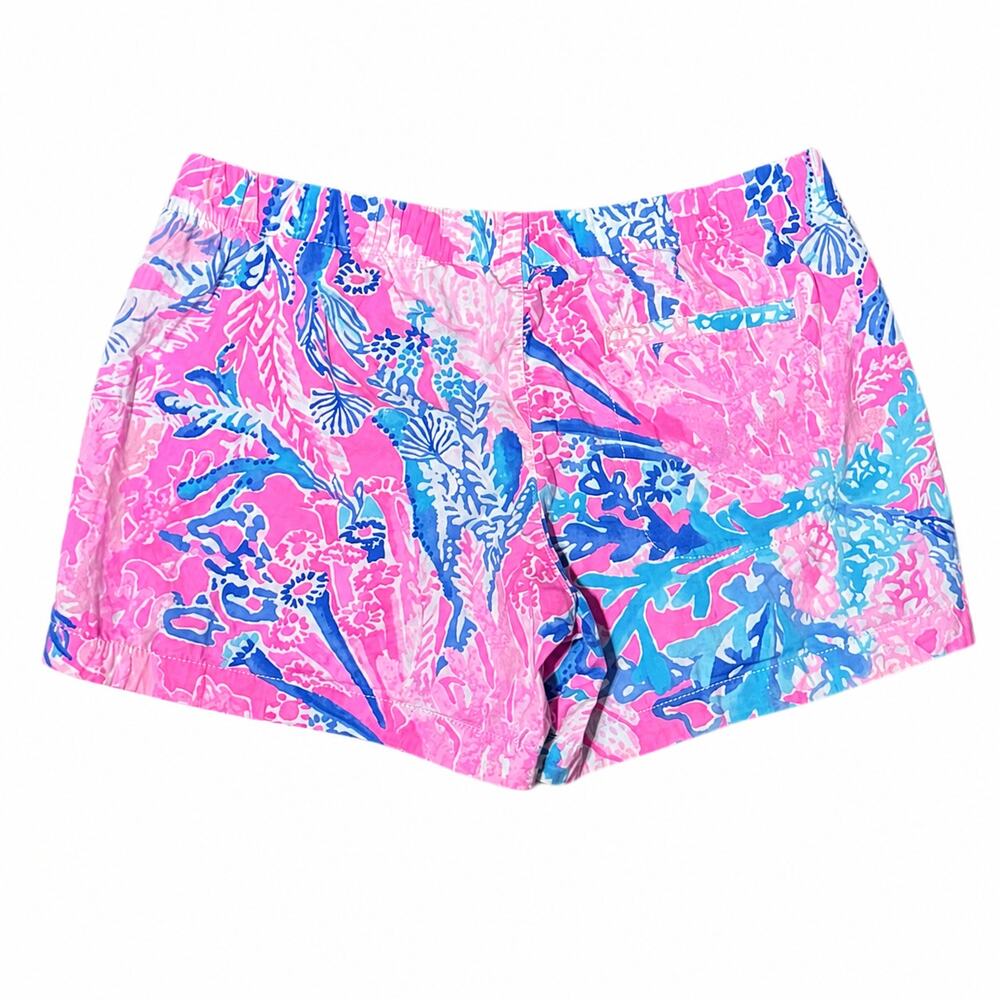 Lilly Pulitzer Ocean View Shorts XS Pink Blue Tropical Marine Life Print Beach - Picture 4 of 8